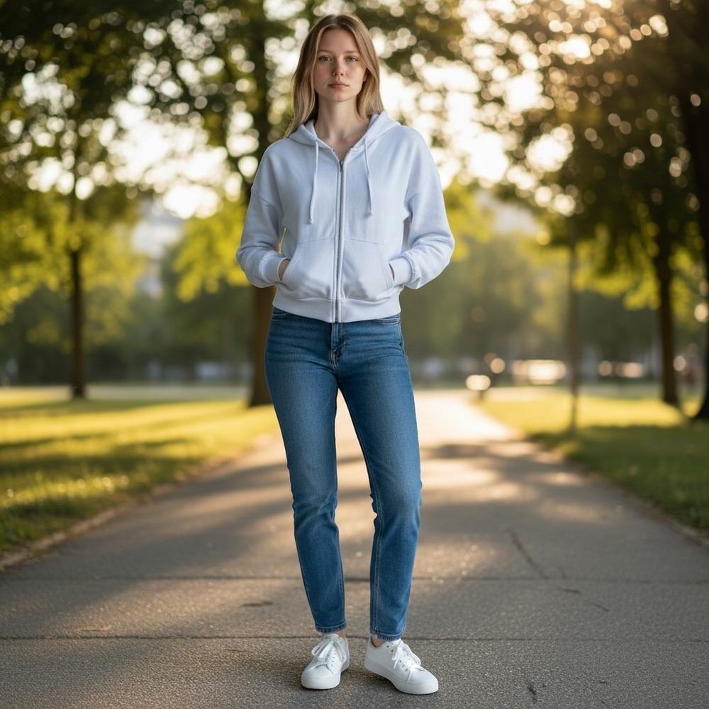 Wild Fable Hoodie Womens M Cropped Zip Up Jacket White Ivory Relaxed Y2K Fleece